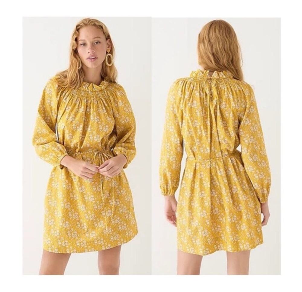 J. Crew x Liberty Ruffleneck Puff-Sleeve Dress